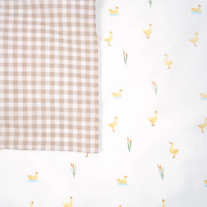 Clair De Lune Reversible Little Duckling Cot Bed Duvet Cover and Pillowcase Set