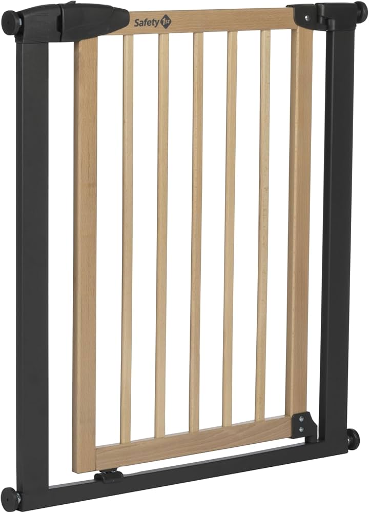 Safety 1st Simply Close Wood & Metal Pressure Fit Stair Gate - Natural
