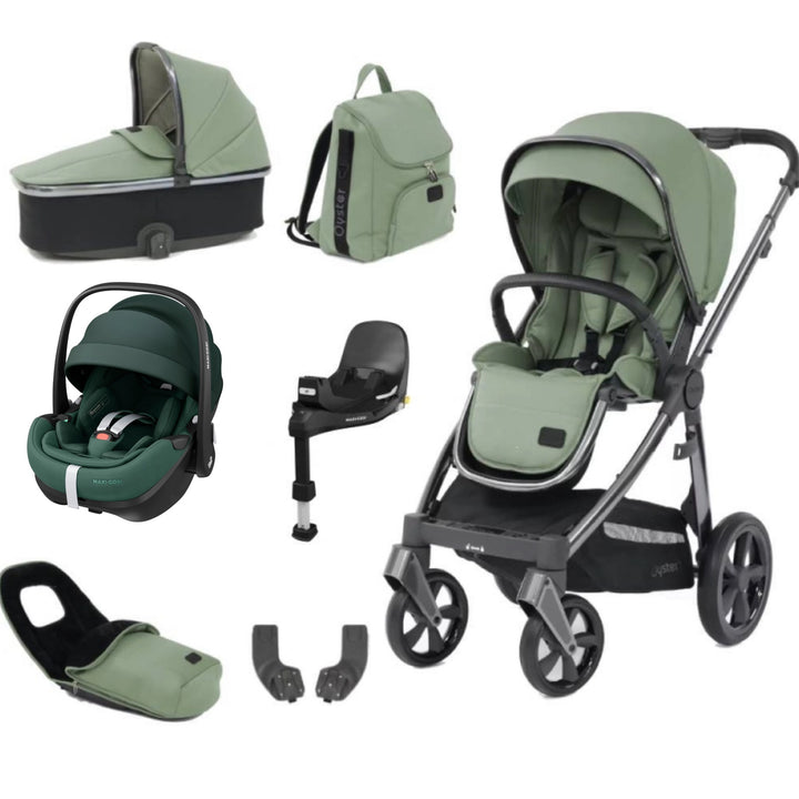 BabyStyle Oyster 3 Luxury 7pc Bundle with Maxi Cosi Pebble 360 Car Seat & Base - Spearmint