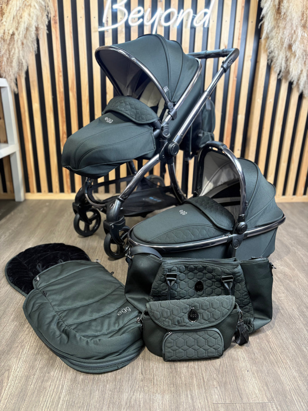 PRE LOVED egg3 Pram, Pushchair + Accessories Bundle - Black Olive