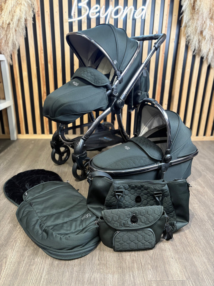 PRE LOVED egg3 Pram, Pushchair + Accessories Bundle - Black Olive