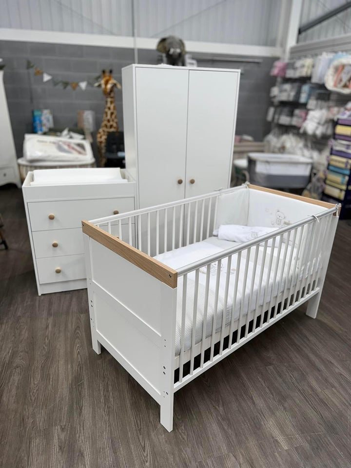 Little Acorns Wydley 3 Piece Furniture Set - White/Oak INC Mattress