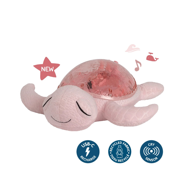 Cloud B Tranquil Turtle Rechargeable Projector Nightlight with White Noise Soothing Sounds - Pink