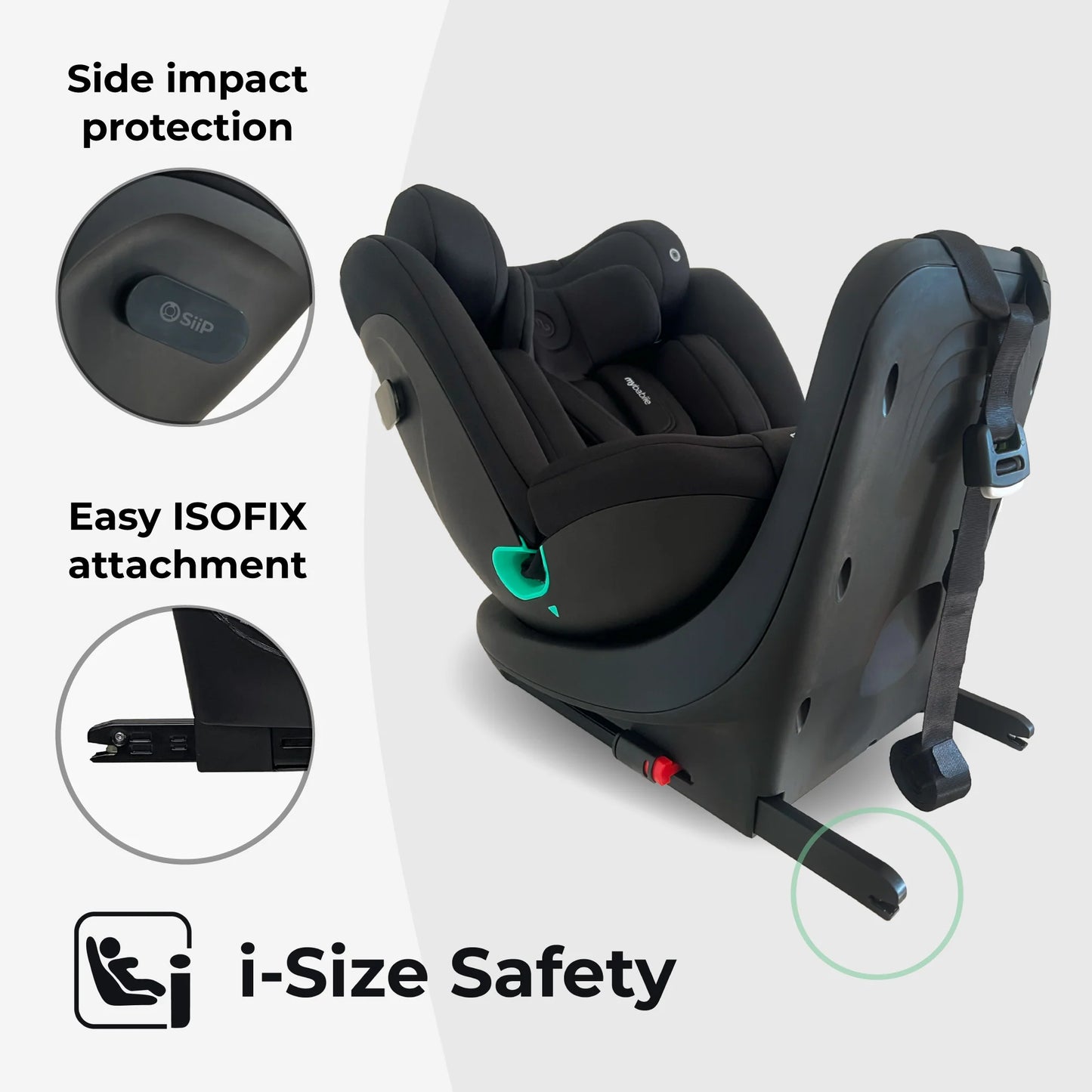 My Babiie MBCS300 Easy Spin R129 Car Seat with Top Tether - Black