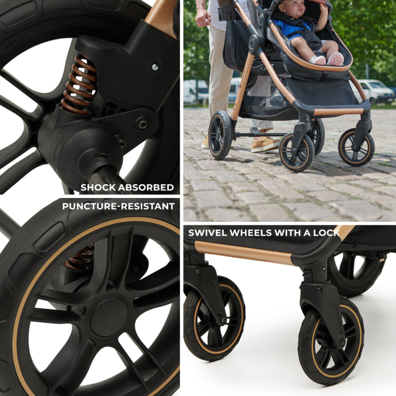 Kinderkraft Esme Pro 3in1 Travel System With Mink Pro2 Car Seat - Pure Black