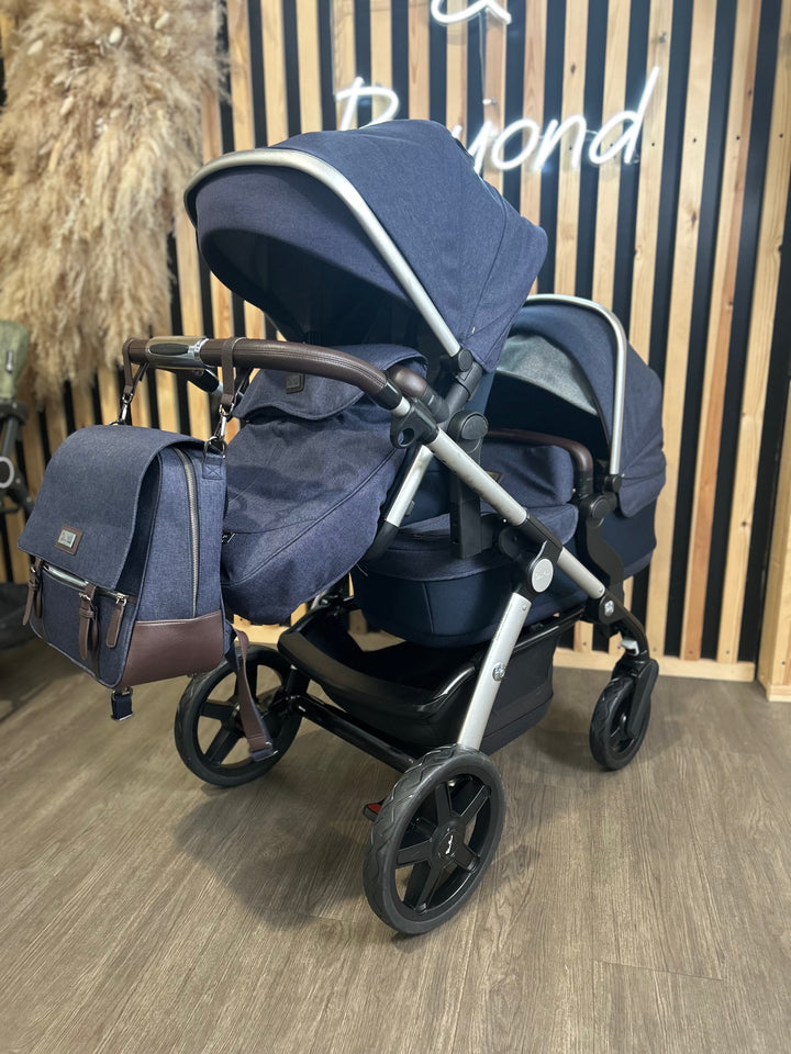 PRE LOVED Silver Cross Wave Single To Double Pushchair - Midnight Blue