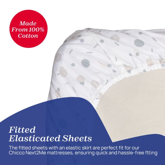 Chicco Next2Me Cotton Forever Cot Sheet 2 Pack - Confetti