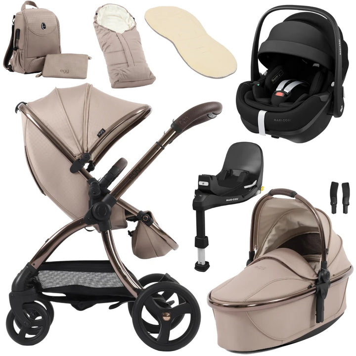 Egg3, Maxi Cosi Pebble 360 Pro + Base Travel System- Houndstooth Almond