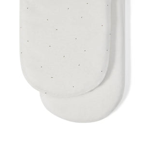 The Little Green Sheep Organic Moses Basket Fitted Sheets - White/Truffle Rice
