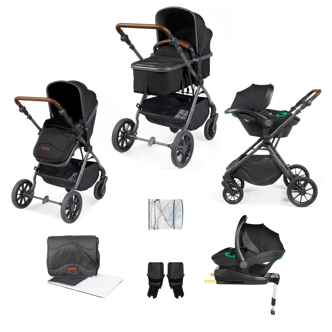 PRE LOVED Ickle Bubba Cosmo All-in-One I-Size Travel System - Black/Tan