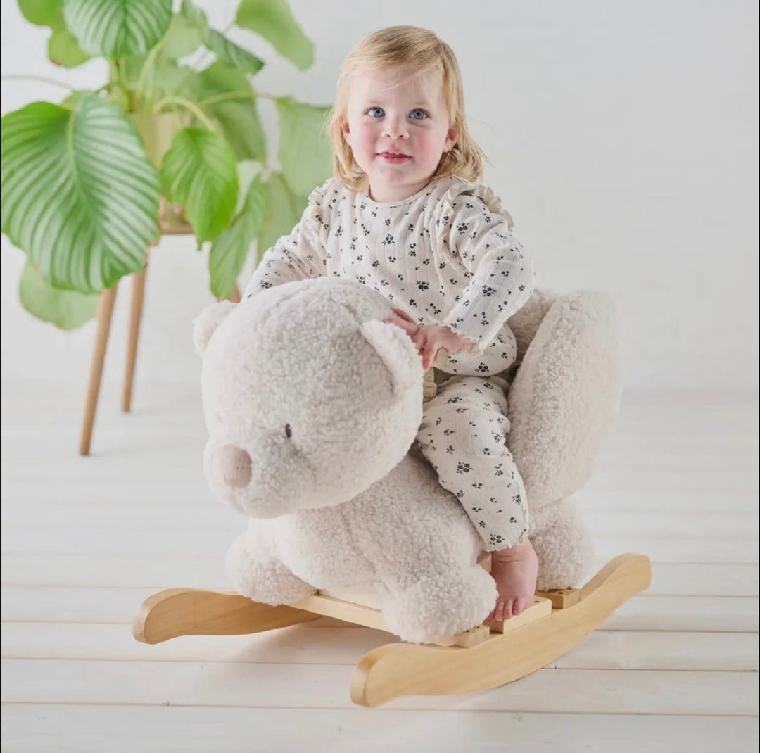 EX DISPLAY Nattou Teddy Rocker - Ecru Bear