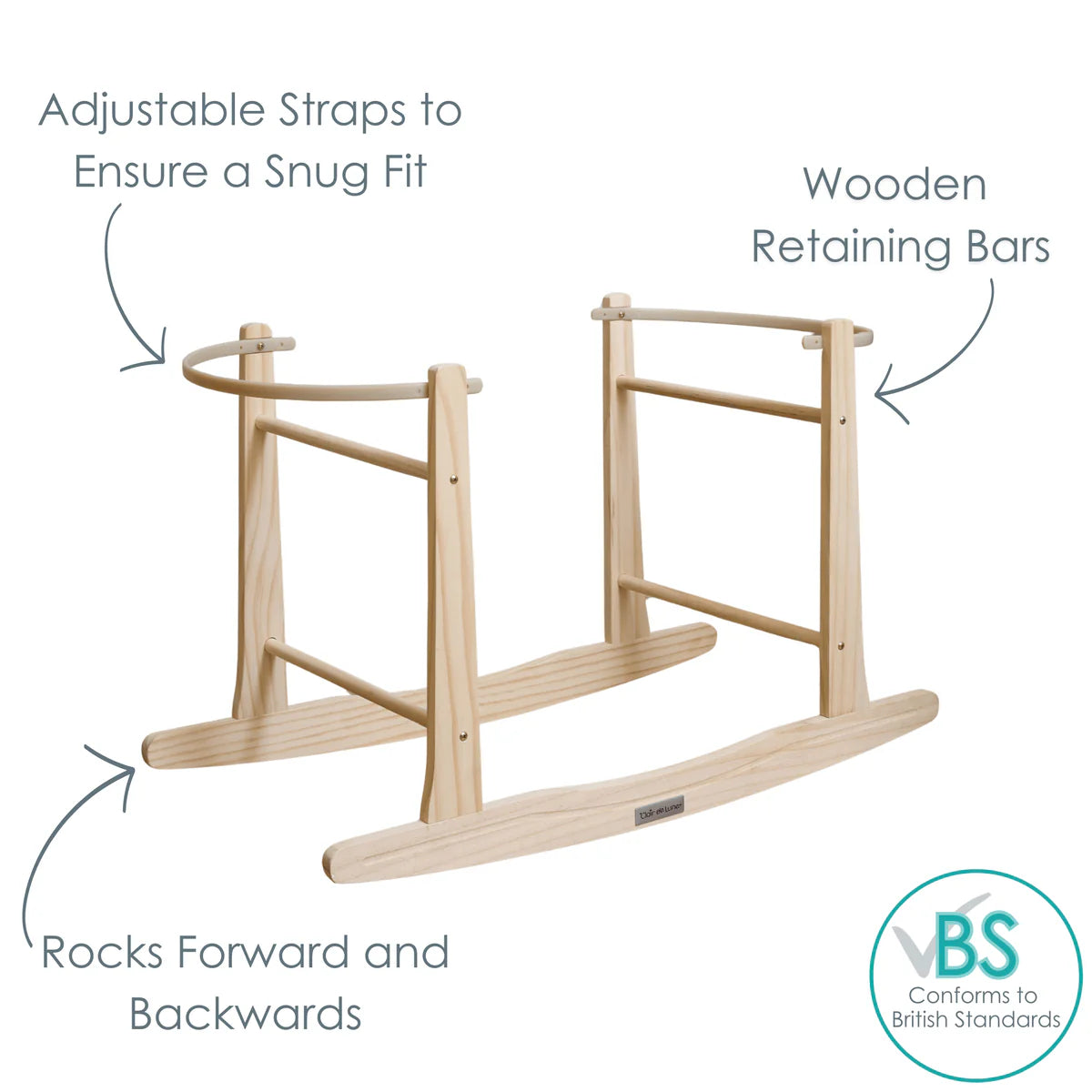 Clair De Lune Standard Rocking Moses Basket Stand - Natural