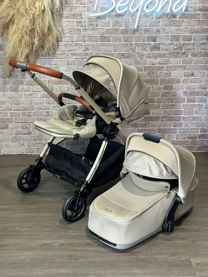 PRE LOVED Silver Cross Dune Pushchair & Compact Folding Carrycot - Stone