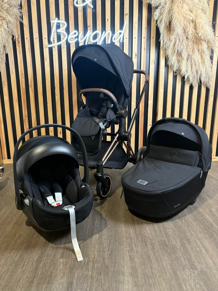 PRE LOVED Cybex Priam Travel System - Sepia Black on Rose Gold