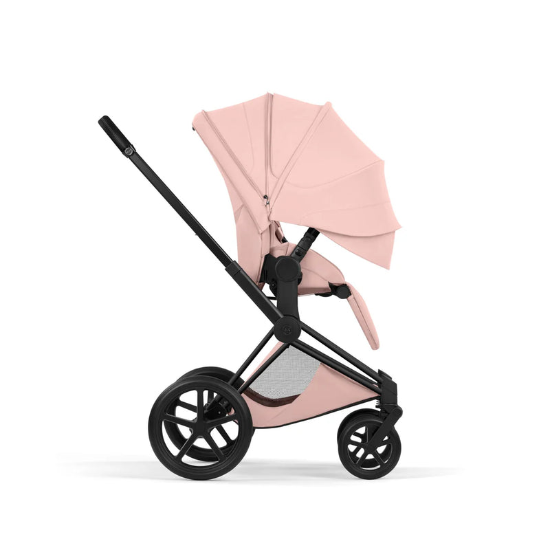 Cybex Priam Style Luxury Travel System Bundle Inc Foldable Carrycot - Peach Pink/Matt Black