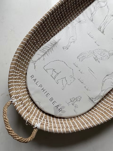 Ralphie Bear Changing Basket Mat Liner - Woodland