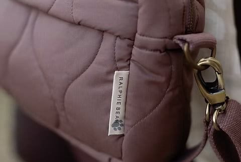 Ralphie Bear Quilted Stroller Bag - Brown/Pears Print