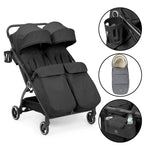 Ickle Bubba Aries Double Prime Autofold Stroller Bundle - Graphite Grey