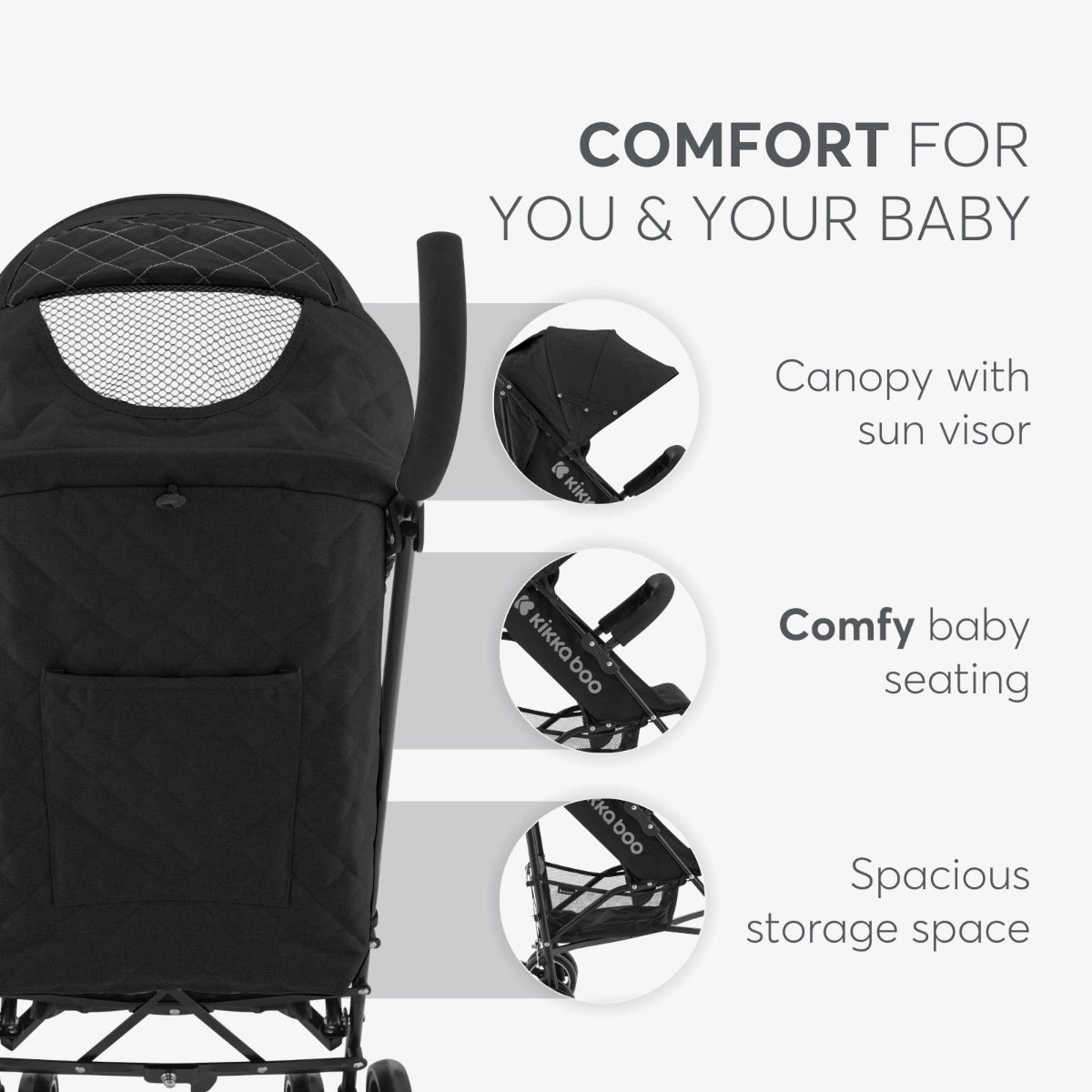 OPEN BOX Kikkaboo Lightweight Beetle Stroller - Beige