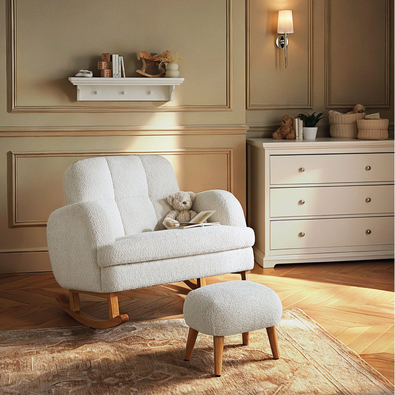 CuddleCo Etta Cuddle Nursing Chair & Foot stool - Boucle Off White