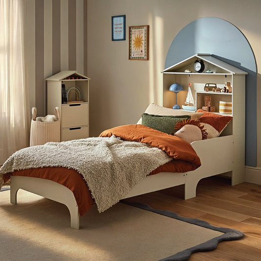 CuddleCo Play House Single Bed with Storage - Pebble