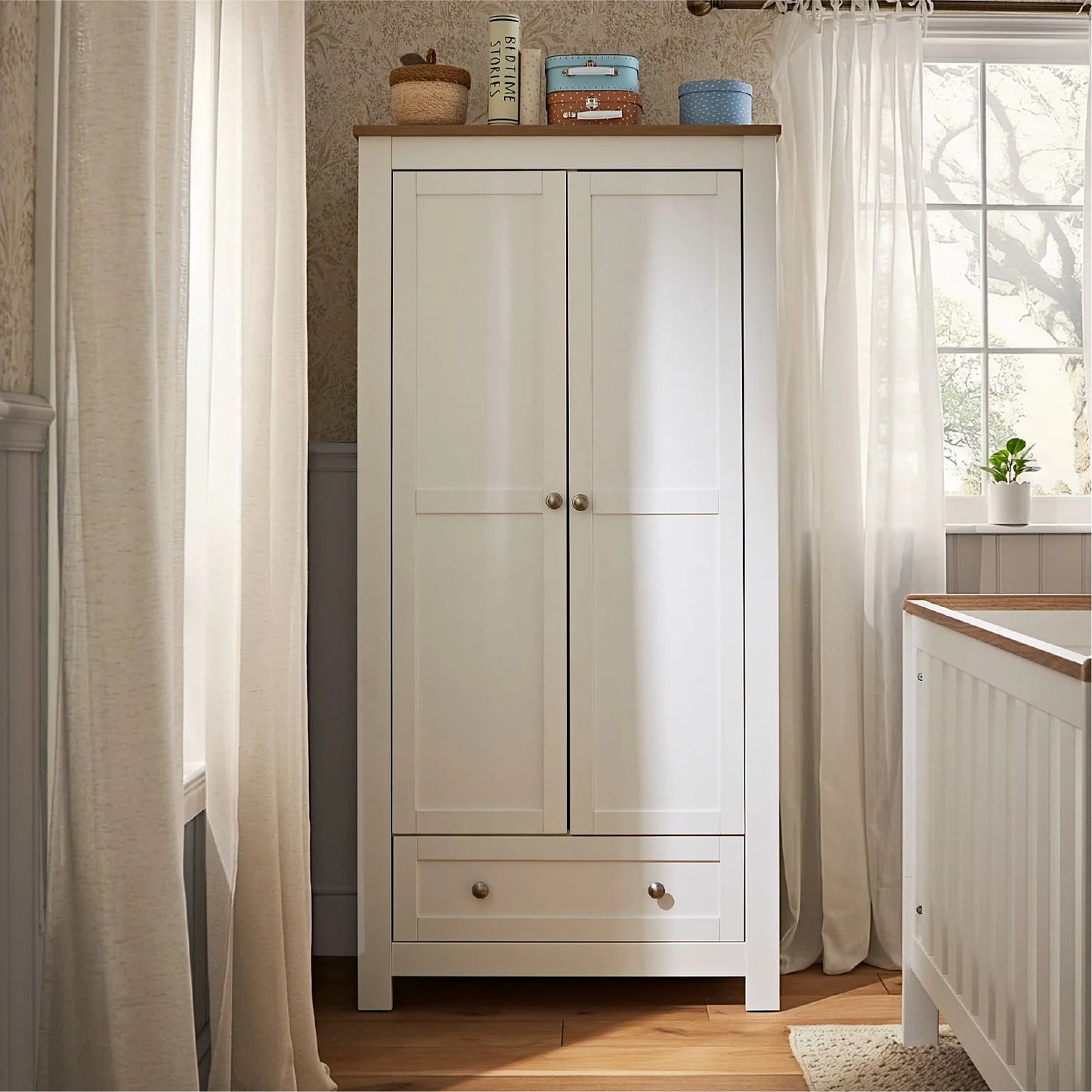 CuddleCo Burford 3 Piece Nursery Furniture Set - White & Oak