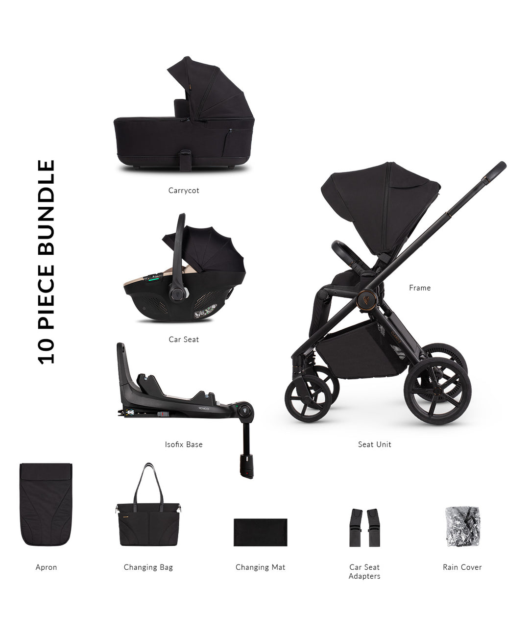 Venicci Claro2 4in1 9 Piece Luxury Travel System Bundle - Noir