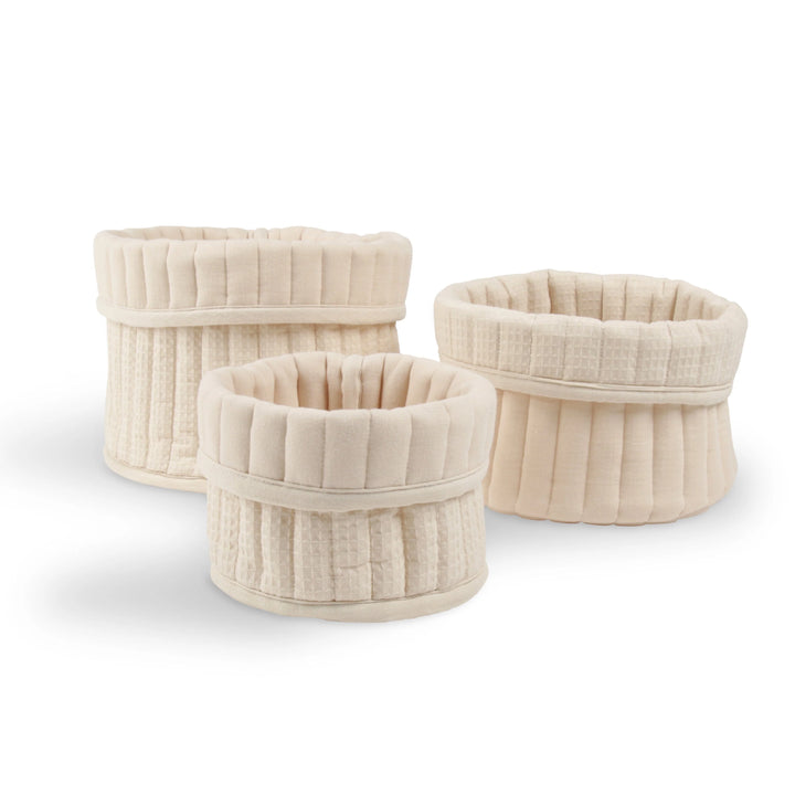 CuddleCo 3 Pack Storage Baskets - Cashmere Waffle
