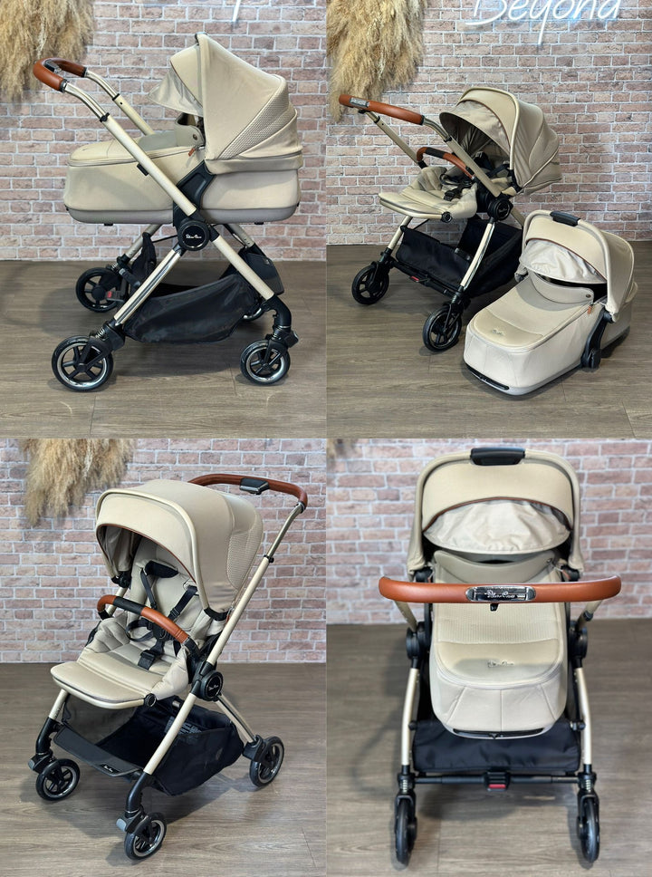 PRE LOVED Silver Cross Dune Pushchair & Compact Folding Carrycot - Stone