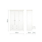 CuddleCo Clara 3 Door Triple Wardrobe - White & Ash