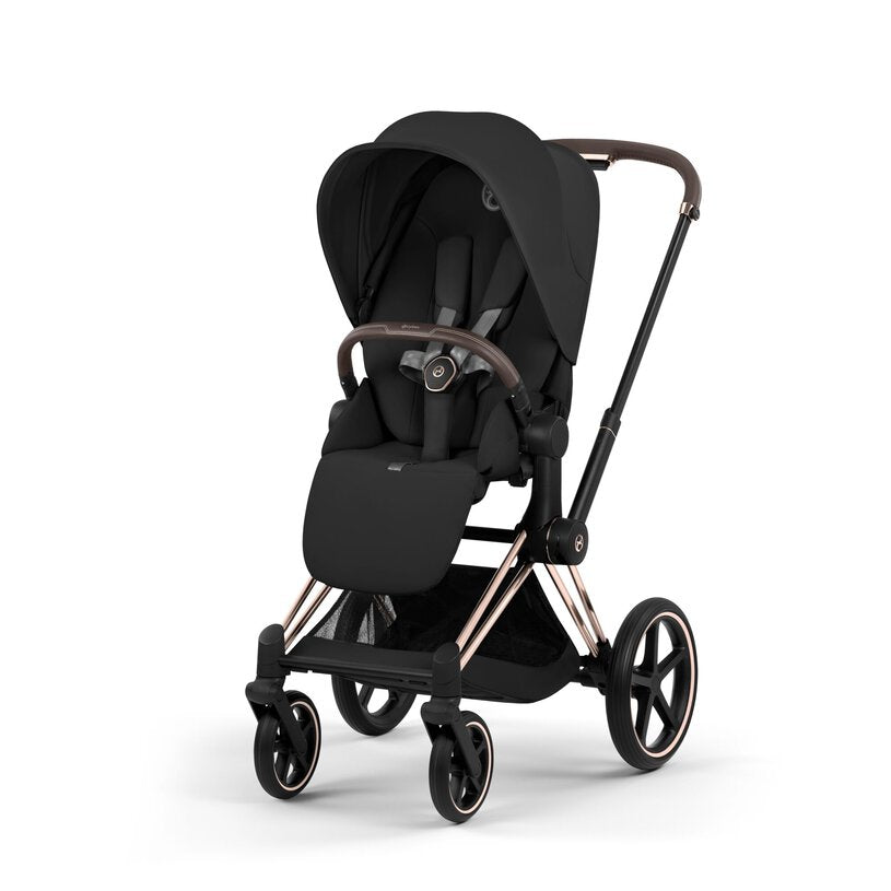 Cybex Priam Comfort Pushchair & Foldable Carrycot - Sepia Black/Rose Gold