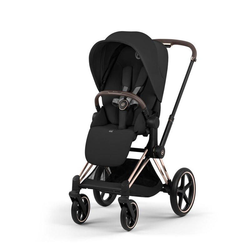 Cybex Priam Comfort Pushchair & Foldable Carrycot - Sepia Black/Rose Gold