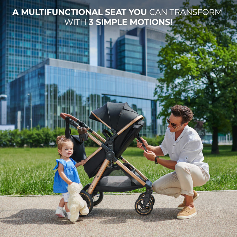 Kinderkraft Esme Pro 3in1 Travel System With Mink Pro2 Car Seat - Pure Black