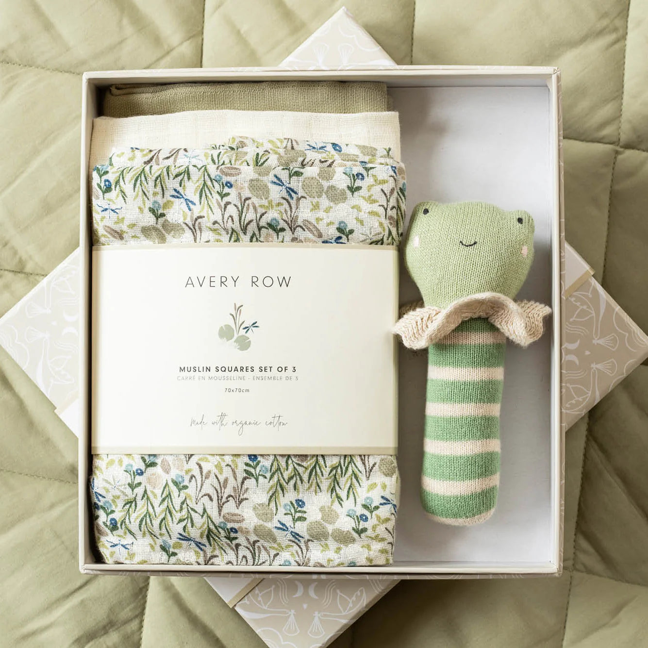 Avery Row Rattle & Care New Baby Gift Set - Riverbank