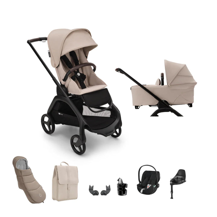 Bugaboo Dragonfly & Cybex Cloud T Ultimate Travel System Bundle - Desert Taupe