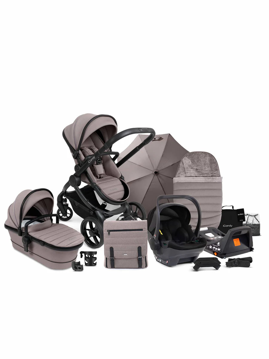 iCandy Peach 7 Complete Bundle with iCandy Cocoon 360 Car Seat & Base – Porcini