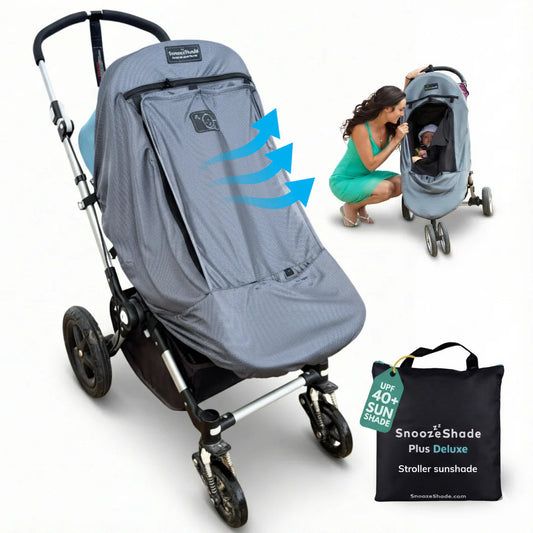 SnoozeShade Plus Deluxe Premium Stroller Sun Shade - Grey