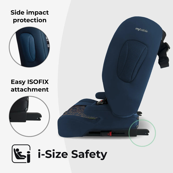 My Babiie MBCS80 Foldable Toddler to Booster R129 Car Seat with Isofix - Navy Leopard