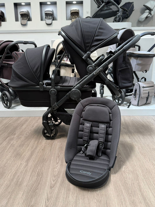 PRE LOVED iCandy Peach 7 Double Pushchair Bundle - Jet/Black