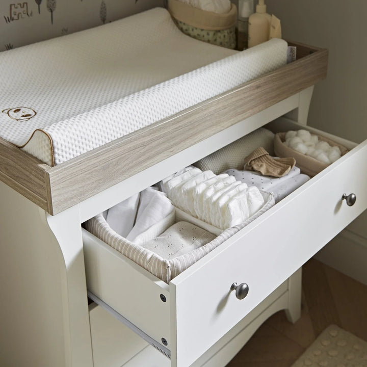 CuddleCo Clara White/Ash 3 Drawer Dresser & Changer