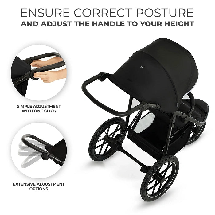 Kinderkraft Helsi2 3-Wheeled All Terrain Pushchair - Black