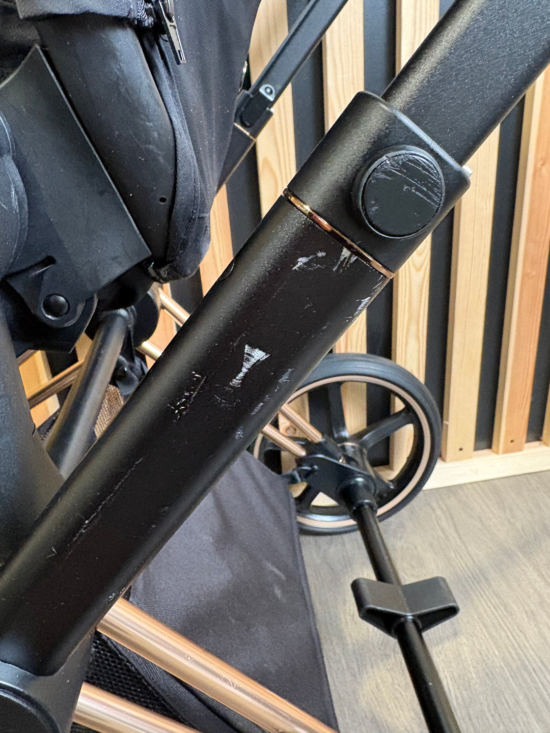 PRE LOVED Cybex Priam Pushchair inc. Cloud T Car Seat - Sepia Black on Rose Gold