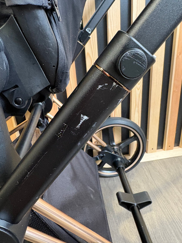 PRE LOVED Cybex Priam Pushchair inc. Cloud T Car Seat - Sepia Black on Rose Gold