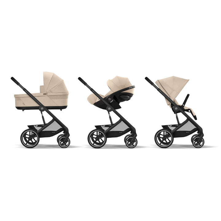 Cybex Balios S Lux Comfort Travel System Inc Cloud G - Almond Beige/Black Chassis