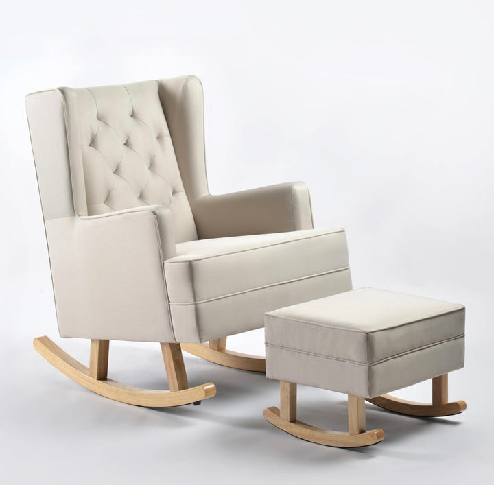 Cuddles Collection Nursery Rocking Chair and Footstool - Chester Cream