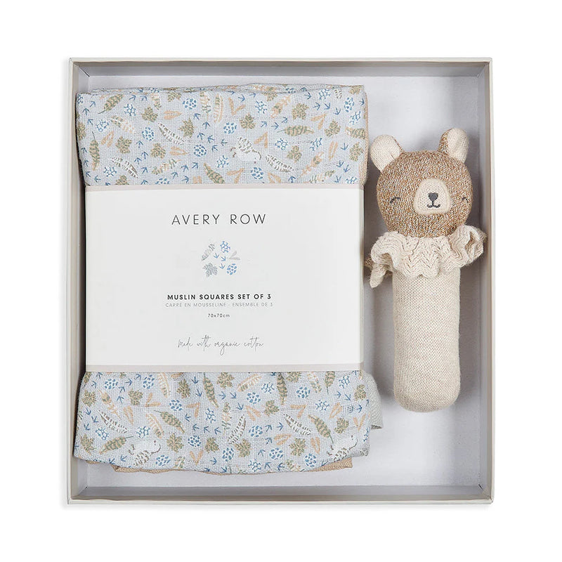 Avery Row Rattle & Care New Baby Gift Set - Nature Trail