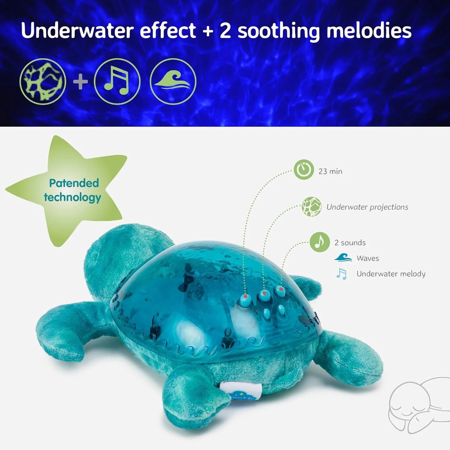 Cloud B Tranquil Turtle Rechargeable Projector Nightlight with White Noise Soothing Sounds - Pink