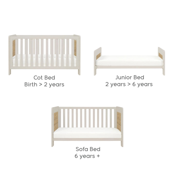 Tutti Bambini Alba Mini Cot Bed - White Sand & Distressed Oak