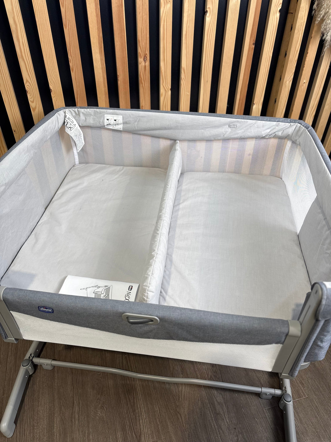 EX DISPLAY Chicco Next2Me Twins Bedside Crib - Magnet Grey