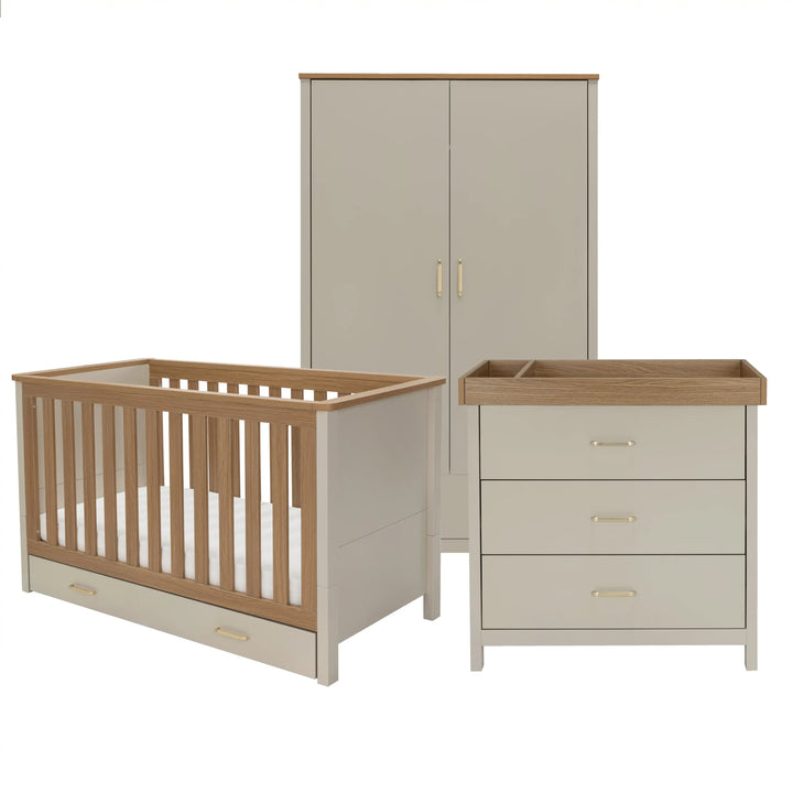 Babymore Mira 3 Piece Nursery Room Set – Cashmere Warm Oak